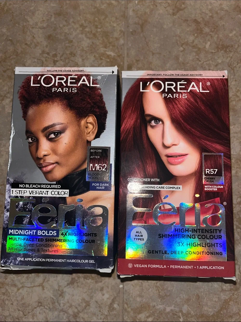 L'Oreal Feria High-Intensity Shimmering Hair Color - Cherry Red & Deep Burgundy